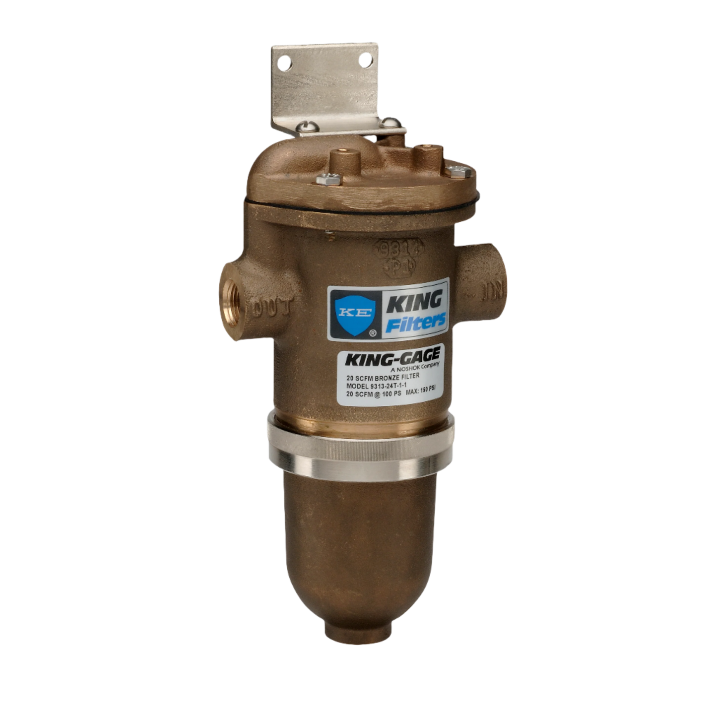 Manual Drain 98% Efficiency King-Gage Air-Guard Bronze Filter