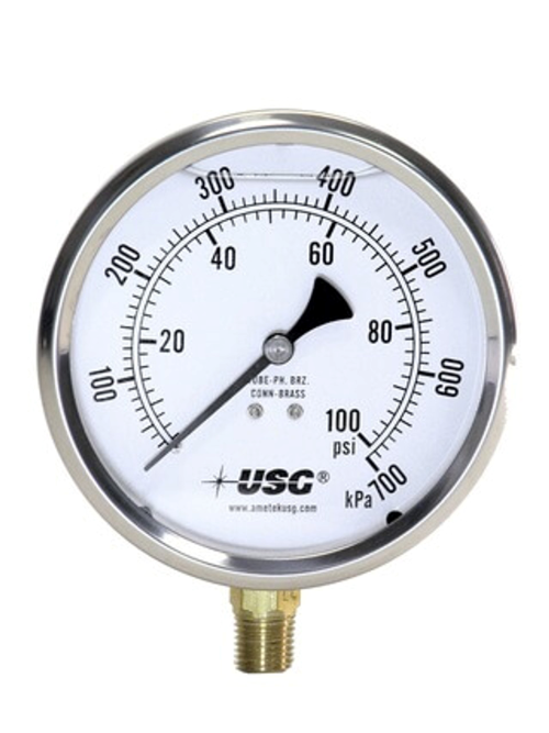Ametek US Gauge 30-0-30 PSI/kPa 1/4" NPT 4" Analog Pressure Gauge