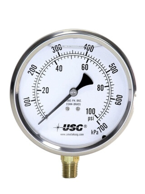 30-0-30 PSI/kPa 1/4" NPT 4" US Gauge Analog Pressure Gauge