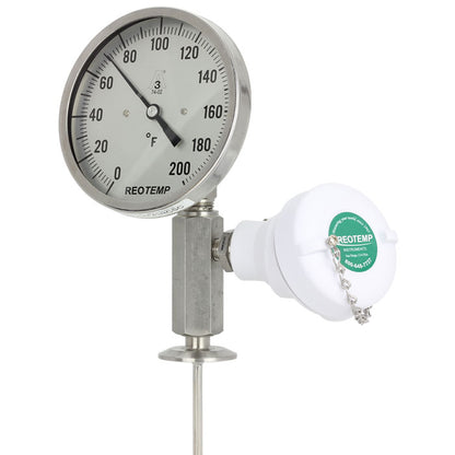 20-240 Deg F 3" Bottom Connection Reotemp Mil-Spec Dual Mode Bimet Thermometer/RTD