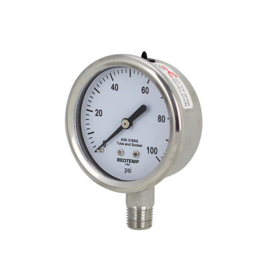 0-1000 PSI 1/4" NPT 2.5" Reotemp PM25 Analog Pressure Gauge