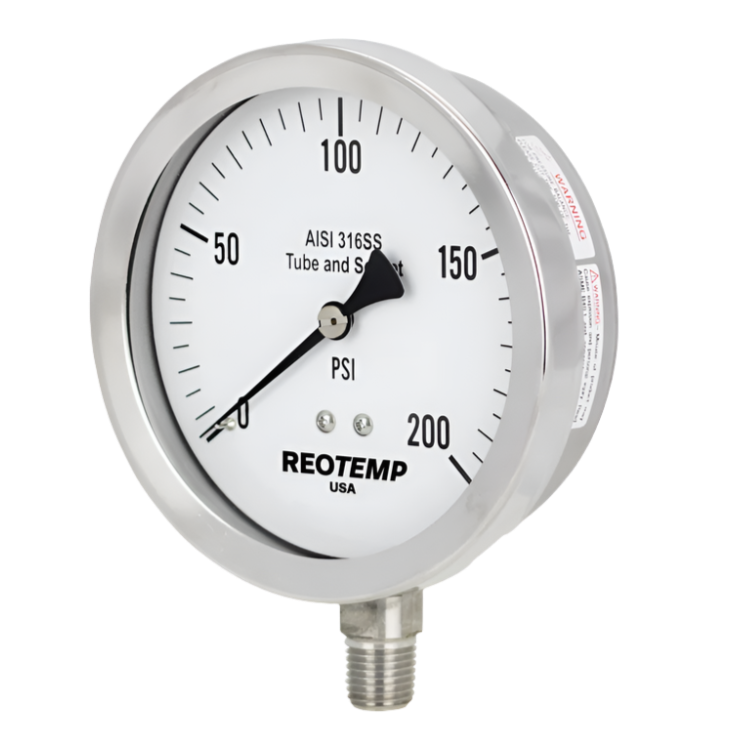 -30 inHg to 15 PSI 1/4" NPT 3.5" Center Back Connection Reotemp PR35 Analog Pressure Gauge