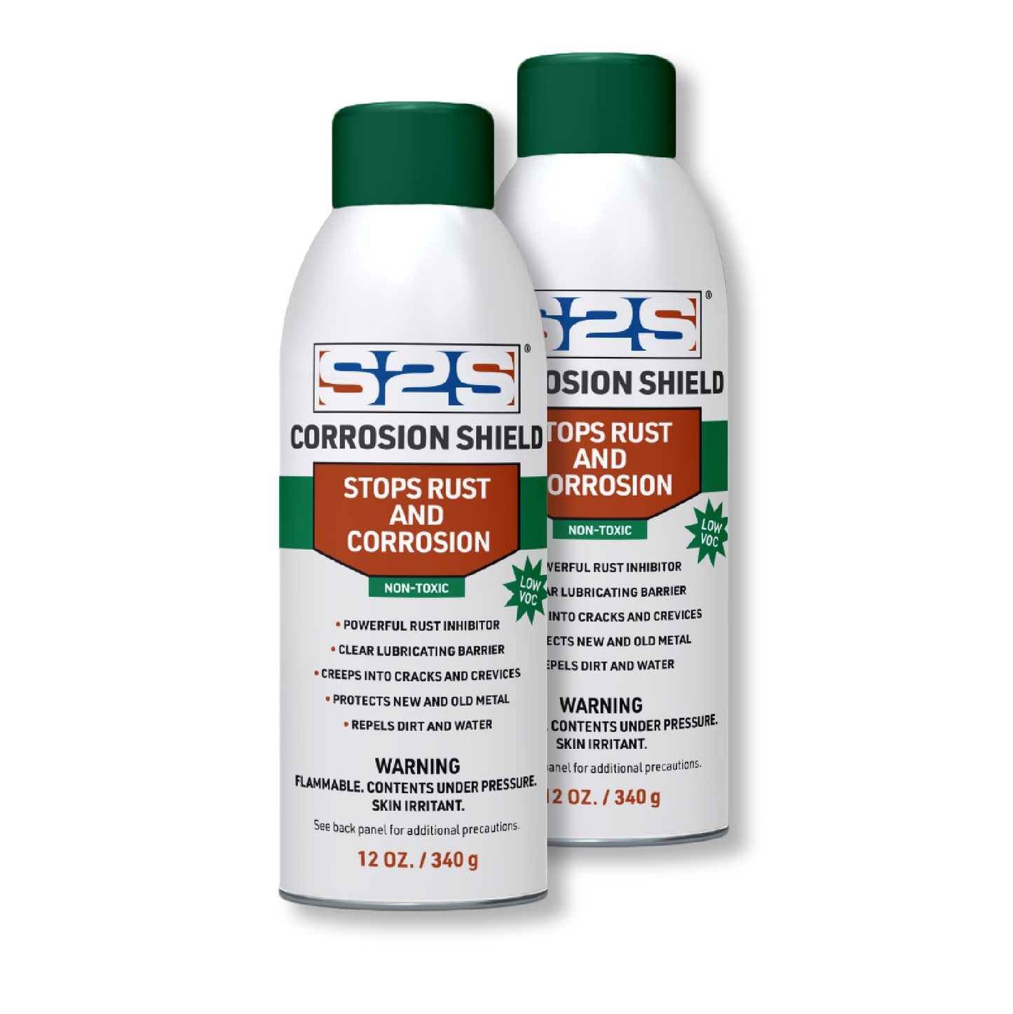 Two cans of SPS Corrosion Shield on a transparent background