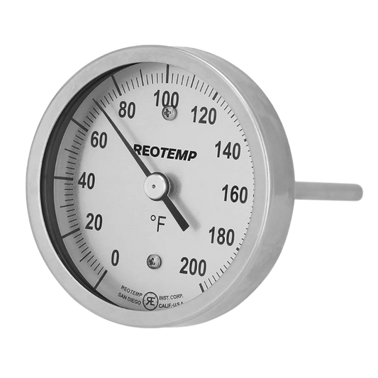 0-200 Deg F 5" Back Connection Reotemp Process Grade Dial Thermometer